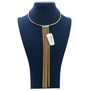 Nordstrom Hammered Gold Metal Chain Drop Collar Necklace NEW